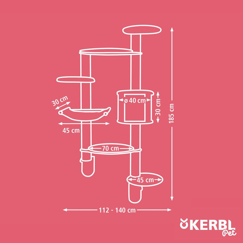 Kissan kiipeilypuu Kerbl 30 x 140 x 185 cm Seinälle asennettava