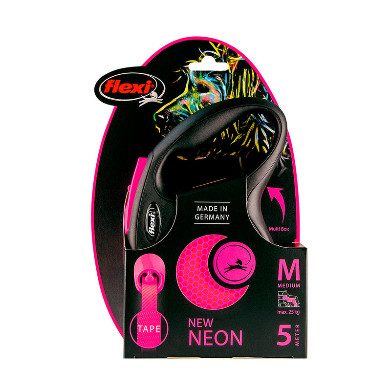 Koiran talutushihna Flexi NEW NEON 5 m Koko Pinkki