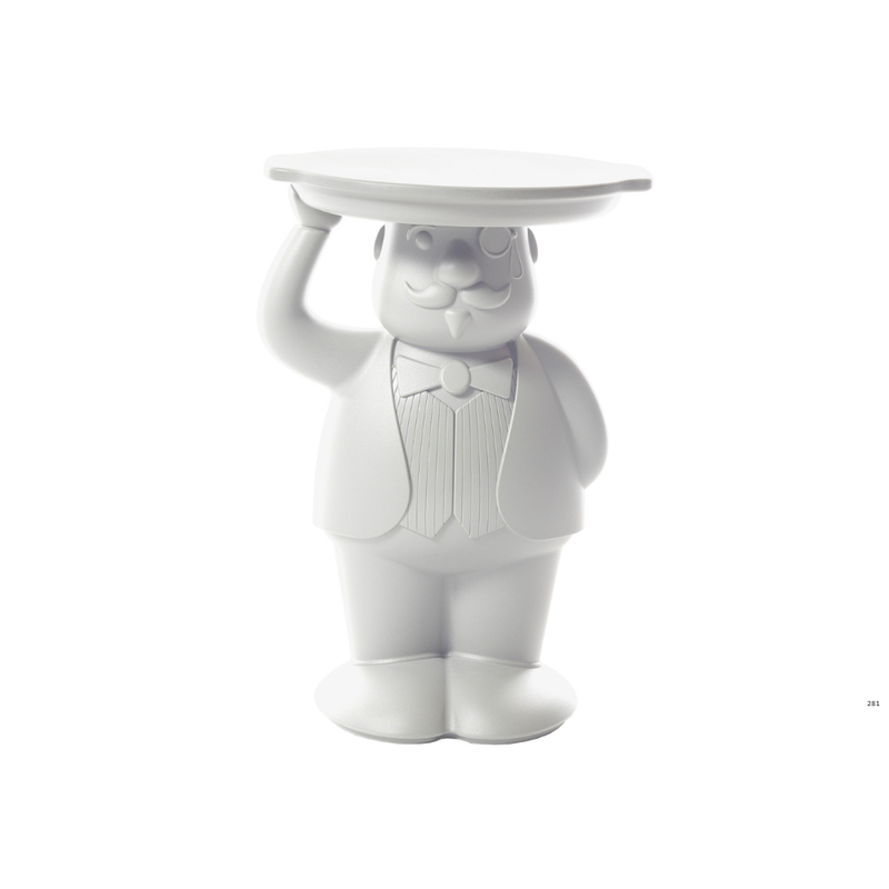 Favaretto & Partnersin suunnittelema super-hauska AMBROGIO Hovimestari Valkoinen pöytä Milky White värillä.