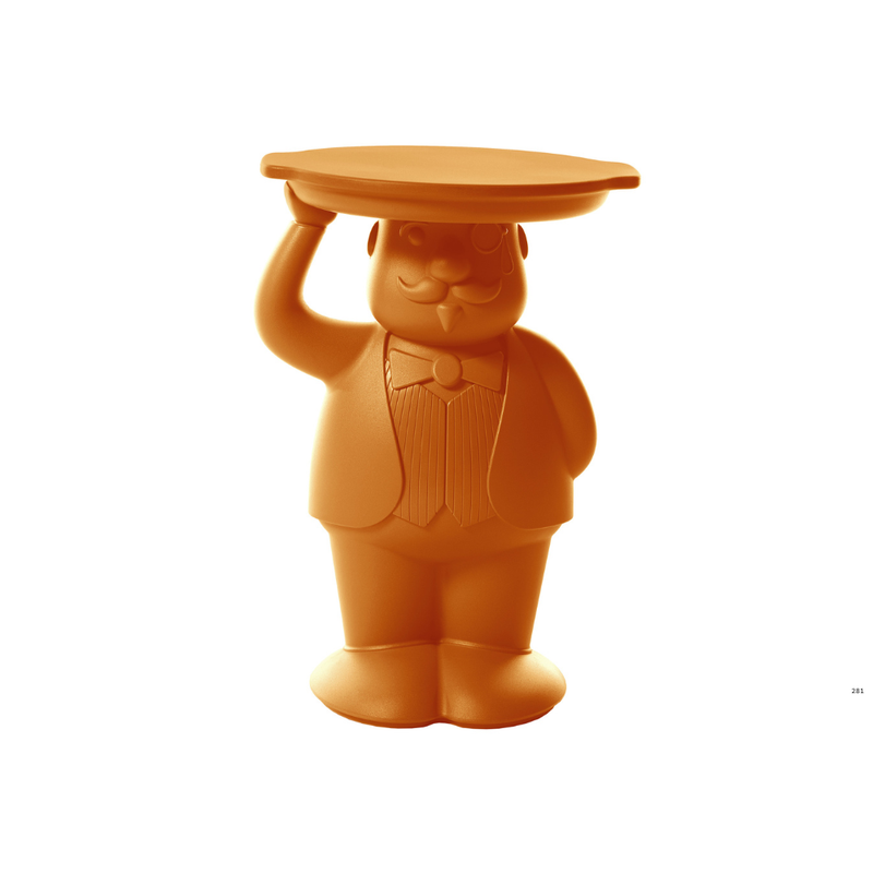 Favaretto & Partnersin suunnittelema super-hauska AMBROGIO Hovimestari Oranssi pöytä Pumpkin Orange värillä.