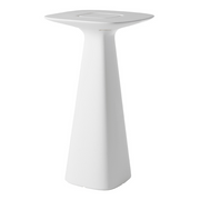 Italo Pertichinin suunnittelema sulavalinjainen AMÉLIE UP Korkea pöytä Milky White värillä.