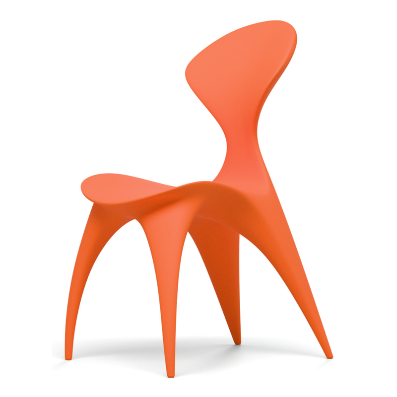 Karim Rashidin suunnittelema kaunis ANIMA Tuoli Lohen oranssi RAL 2012. Beautiful ANIMA Chair designed by Karim Rashid in Salmon orange RAL 2012.