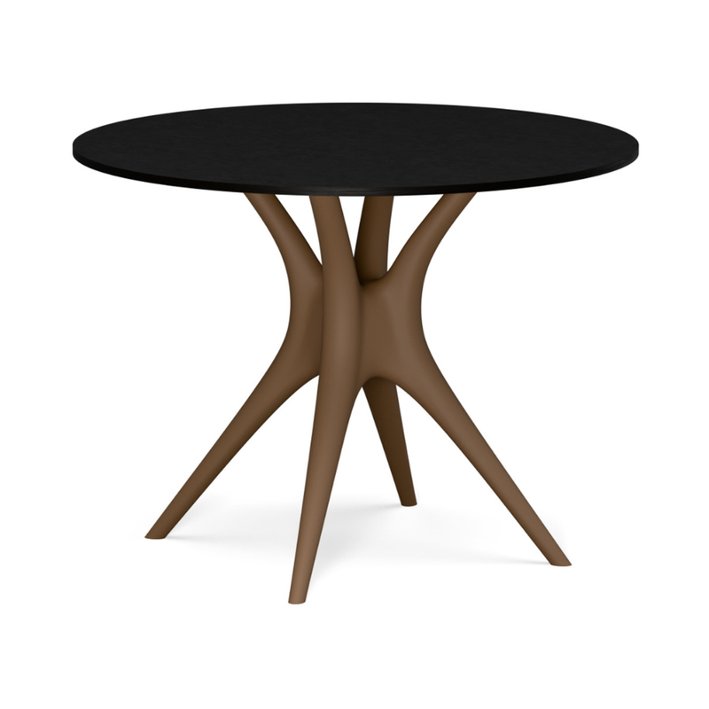 Karim Rashidin suunnittelema kaunis ANIMA Pöytä Pale brown ruskea RAL 8025 mustalla pöytälevyllä. Beautiful ANIMA Table designed by Karim Rashid in Pale brown RAL 8025 and with black tabletop.