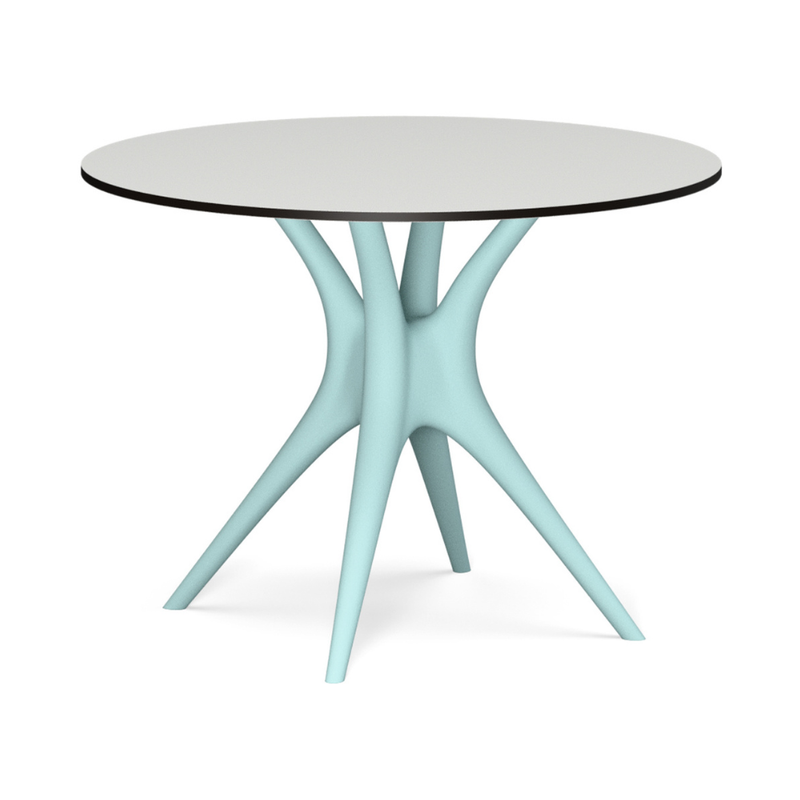 Karim Rashidin suunnittelema kaunis ANIMA Pöytä Vaalean vihreä RAL 6027 harmaalla pöytälevyllä. Beautiful ANIMA Table designed by Karim Rashid in Light green RAL 6027 and with grey tabletop.