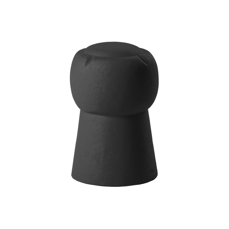 SLIDE Studion suunnittelema hauska samppanjapullon korkin muotoinen CIN CIN Keltainen Jakkara Musta Jakkara Jet Black värillä.