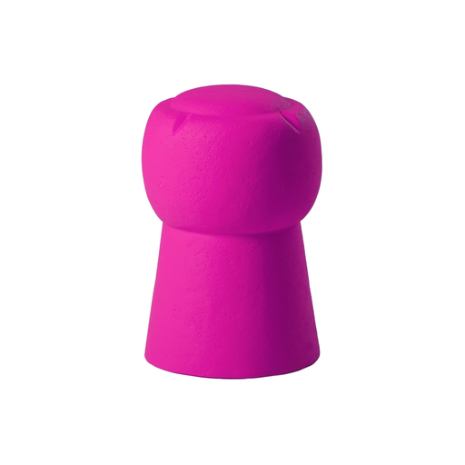 SLIDE Studion suunnittelema hauska samppanjapullon korkin muotoinen CIN CIN Keltainen Jakkara Pinkki Jakkara Sweet Fuchsia värillä.