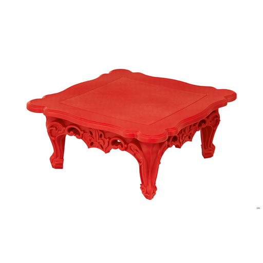 Moro & Pigattin suunnittelema hulvaton koristeellinen DUKE OF LOVE Punainen design Sohvapöytä Flame Red värillä.
