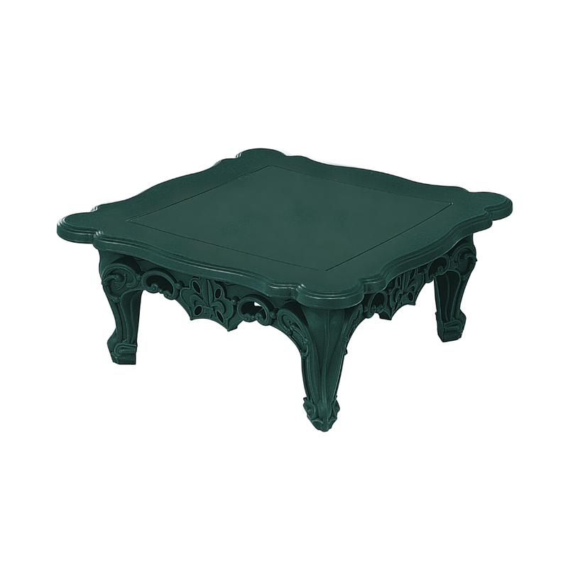 Moro & Pigattin suunnittelema hulvaton koristeellinen DUKE OF LOVE design Sohvapöytä Vihreä Pine Green värillä.