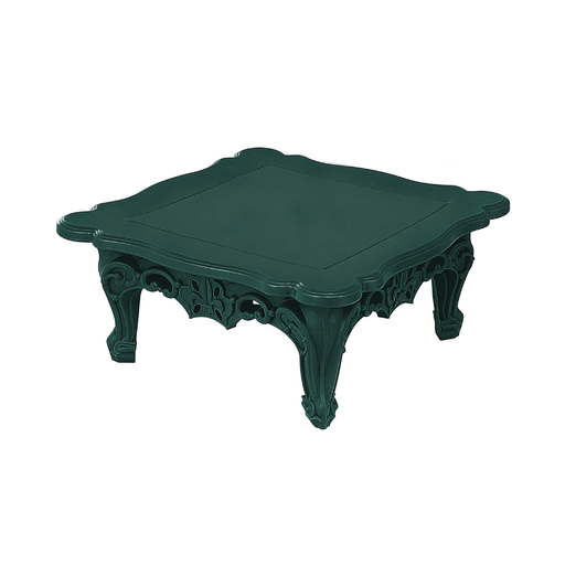 Moro & Pigattin suunnittelema hulvaton koristeellinen DUKE OF LOVE design Sohvapöytä Vihreä Pine Green värillä.