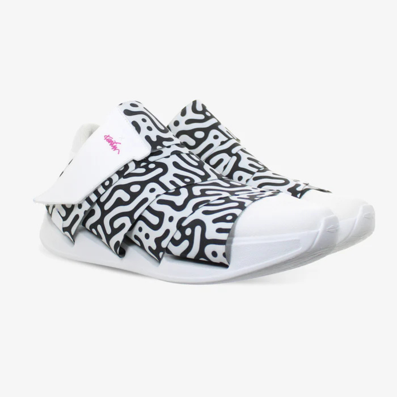 FESSURA CHANGE® Valkoiset Miesten ja Naisten tennarit Valkomusta nauha KARIM RASHID Limited Edition 002