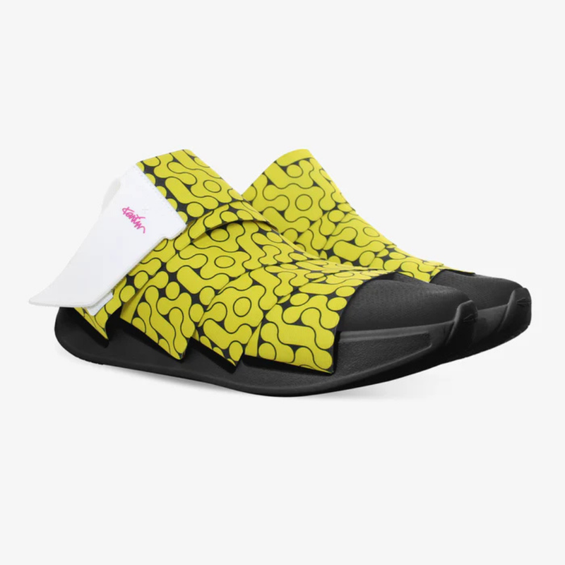 FESSURA CHANGE® Mustat Miesten ja Naisten tennarit Keltainen nauha KARIM RASHID Limited Edition 002