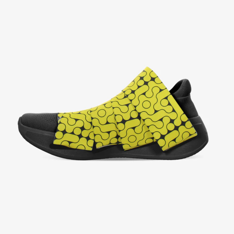 FESSURA CHANGE® Mustat Miesten ja Naisten tennarit Keltainen nauha KARIM RASHID Limited Edition 003