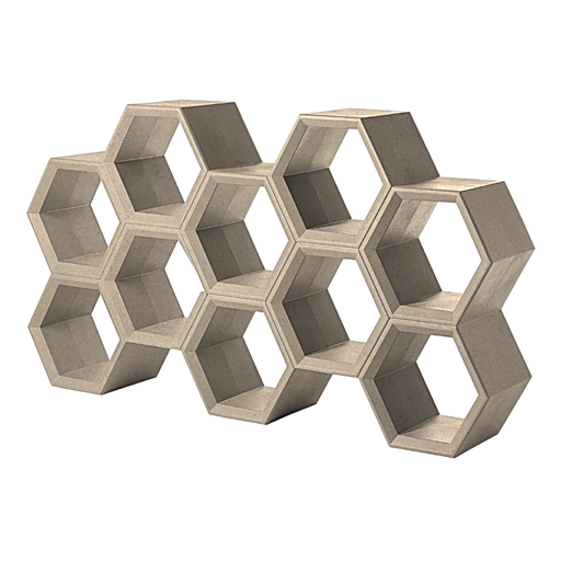 Taeke Halman suunnittelema sulavalinjainen HEXA design hyllykkö Beige Almond Beige värillä.