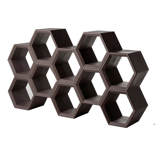Taeke Halman suunnittelema sulavalinjainen HEXA design hyllykkö Chocolate Brown värillä.
