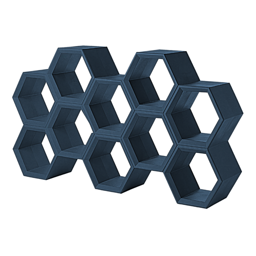 Taeke Halman suunnittelema sulavalinjainen HEXA design hyllykkö Sininen Deep Blue värillä.