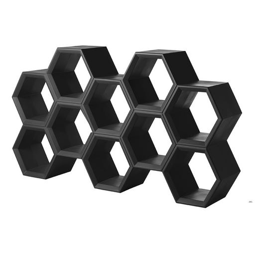 Taeke Halman suunnittelema sulavalinjainen HEXA design hyllykkö Jet Black värillä.