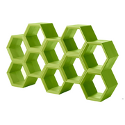 Taeke Halman suunnittelema sulavalinjainen HEXA design hyllykkö Lime Green värillä.
