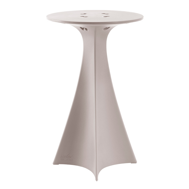 Karim Rashidin suunnittelema futuristinen ja sulavalinjainen korkea JET pöytä Dove Grey värisenä.