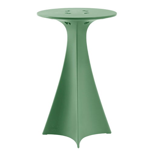 Karim Rashidin suunnittelema futuristinen ja sulavalinjainen korkea JET pöytä Malva Green värisenä.