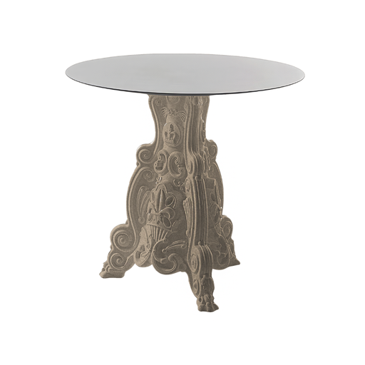 Moro & Pigattin suunnittelema hulvaton koristeellinen LORD OF LOVE design Pöytä Beige Almond Beige värisellä jalustalla.