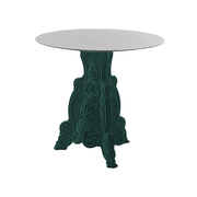 Moro & Pigattin suunnittelema hulvaton koristeellinen LORD OF LOVE design Pöytä Vihreä Pine Green värisellä jalustalla.