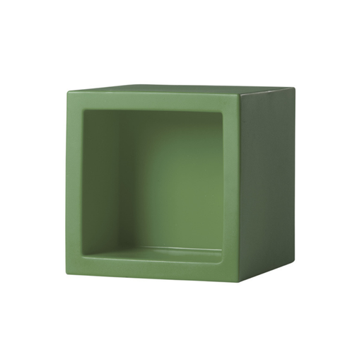 SLIDE Studion suunnittelema käytännöllinen ja tyylikäs kuutiomainen OPEN CUBE Vihreä Hylly Malva Green värillä.