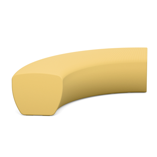 LOOPE® Studion suunnittelema näyttävä OUTi Kaareva penkki Hiekan keltainen RAL 1002. The impressive OUTi Curved bench designed by LOOP® Studio in Sand yellow RAL 1002.