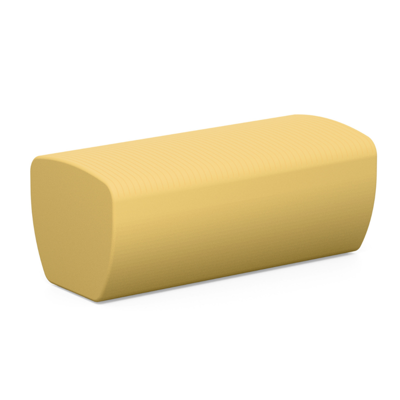 LOOPE® Studion suunnittelema näyttävä OUTi Suora penkki Hiekan keltainen RAL 1002. The impressive OUTi Straight bench designed by LOOP® Studio in Sand yellow RAL 1002.