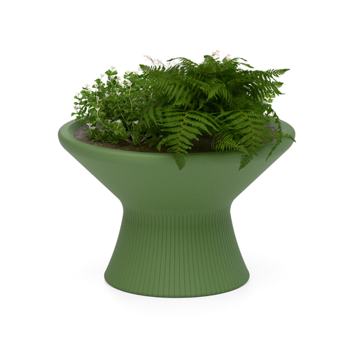 LOOPE® Studion suunnittelema näyttävä OUTi Kasviruukku Resedanvihreä RAL 6011. The striking OUTi Planter designed by LOOPE® Studio in Reseda green RAL 6011.