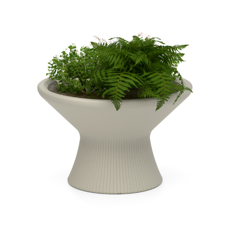 LOOPE® Studion suunnittelema näyttävä OUTi Kasviruukku Silkin harmaa RAL 7044. The striking OUTi Planter designed by LOOPE® Studio in Silk grey RAL 7044.