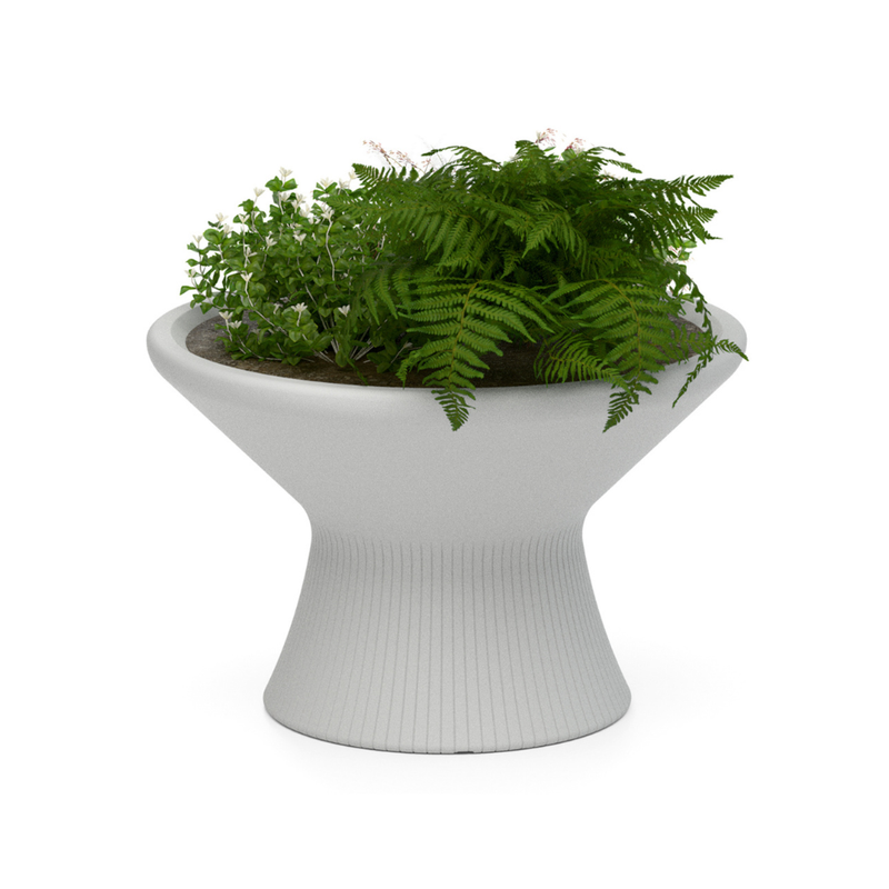LOOPE® Studion suunnittelema näyttävä OUTi Kasviruukku Telegrey 4 harmaa RAL 7047. The striking OUTi Planter designed by LOOPE® Studio in Telegrey 4 RAL 7047.