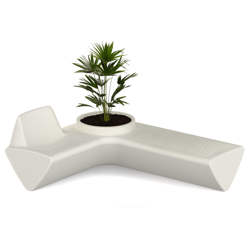 Tomek Rygalikin / Studio Rygalik suunnittelema näyttävä Keltainen-beige OneL Penkki kasviruukulla. Spectacular Yellow-beige OneL Bench with Plant Pot designed by Tomek Rygalik / Studio Rygalik.