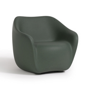 ecoBirdyn suunnittelema sulavalinjainen Vihreä REBORN design Nojatuoli Pine Green värillä.