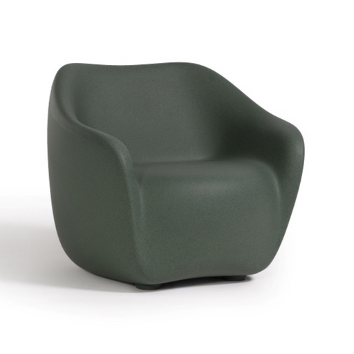 ecoBirdyn suunnittelema sulavalinjainen Vihreä REBORN design Nojatuoli Pine Green värillä.