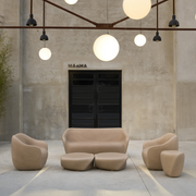 ecoBirdyn suunnittelema sulavalinjainen REBORN design sohva.